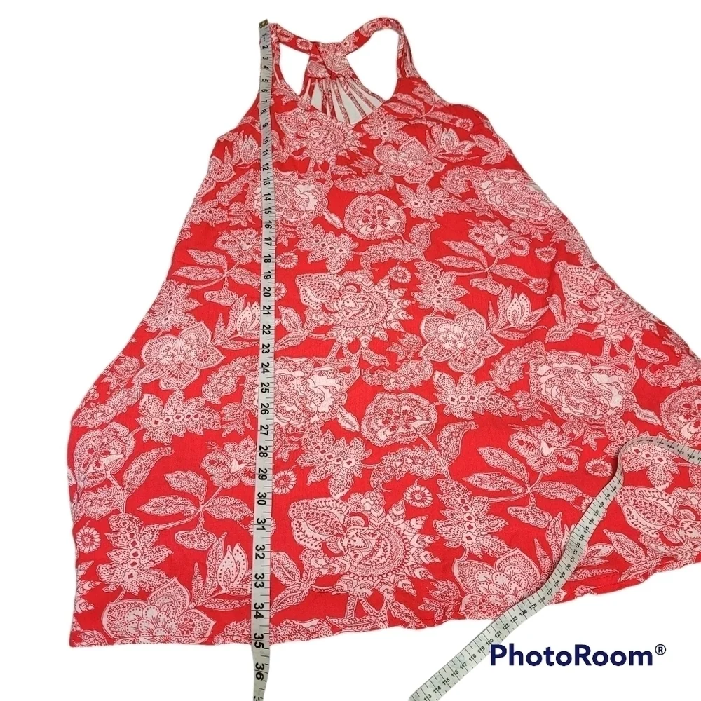 Entro Coral And White Paisley Open Strappy Back‎ Swing Dress Women's Size Small